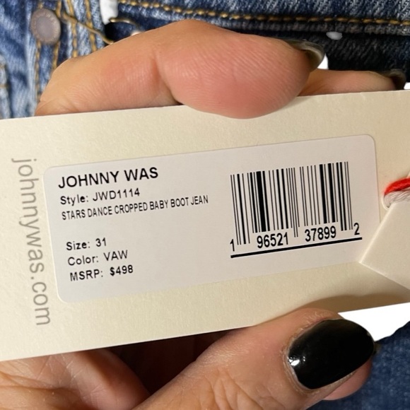 Johnny Was Cropped Baby Boot Sequin Jeans Sz 31 NWT - Picture 4 of 8